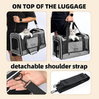 Cat Carrier Soft-Sided 18x11x11 Inch Travel Bag for Medium Cats Over 15lbs, Small Dog Carrier Crate Top Entry Breathable Mesh Puppy 12 Pounds, Pet Rabbit Carrying Cage Kennel Collapsible Grey