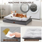 Orthopedic Dog Bed for Ctrate, Waterproof PillowTop Pet Bed for Medium Large Size Dogs, Egg-Crate Foam Dog Crate Mat with Removable Washable Cover, 2-Layers Kennel Pad 36"L x 27"W, Dark Grey