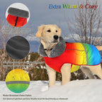 Dogcheer Warm Dog Coat, Waterproof Dog Winter Jacket Christmas Puppy Cold Weather Coats with Buckle, Reflective Adjustable Pet Snow Jacket for Small Medium Large Dogs - Gradient Red-Yellow, 2XL