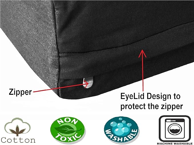 Dogbed4less Orthopedic Memory Foam Pet Bed for Large Dogs with Durable Black Canvas Cover, Waterproof Liner and Extra Brown Microsuede Antislip Duvet, Gel Cooling XXL 55X37X4 Pad