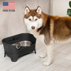 Neater Feeder Express Mess Proof Dog Bowls Elevated for Medium to Large Sized Breed, No Spill Raised Dog Food Bowl Stand, Stainless Steel Food and Water Bowl Set, Pet Dish Feeding Station, Black