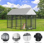 Rovibek Outdoor Dog Kennel 7.9x4.1x5.9 Ft, Dog Kennels Outdoor with 2 Rotating Feeder Bowls, Heavy Duty Dog Kennels Outside, Outside Dog Kennel with Roof, Outside Kennel for Large Dogs