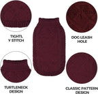 Mihachi Turtleneck Dog Sweater - Winter Coat Apparel Classic Cable Knit Clothes with Leash Hole for Cold Weather, Ideal Gift for Pet in New Year Wine Red M