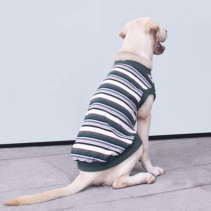 Extra Large Dog T Shirts Clothes Sleeveless Tank Top Vest for Labrador Rottweiler Great Dane, Green, Large