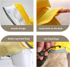 MAMORE Dog Raincoat Waterproof, Lightweight Adjustable Dog Rain Coat Hooded Poncho with Reflective Strip for Large Medium Small Dogs (Yellow, Large)