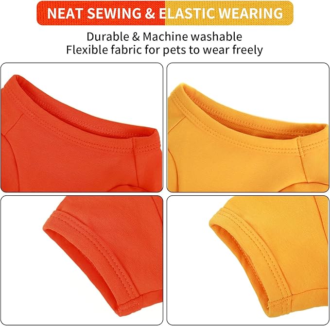 Koneseve Dog Shirts Breathable Cotton Dog Clothes Stretchy T-Shirt for Small Medium Large Dogs Cat Shirt Soft Puppy Outfit Kitten Apparel Pet Pullover Tee Blank Sweatshirt 2-Pack Yellow & Orange S