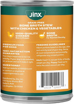 Jinx Bone Broth Stew for Dogs - Chicken & Vegetables Recipe - Grain-Free Wet Dog Food & Topper for Picky Eaters - Promotes Lean Muscle Growth, A Healthy Coat & Improved Digestion - 13 Oz, 12 Pack