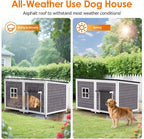 Outdoor Dog House with Insulated Liner, 59" Extra Large Breed Dog Kennel, Keep Warm in Winter Outside, Heated Anti-Chewing Metal Frame Design for Small Medium Large Dogs(Grey)