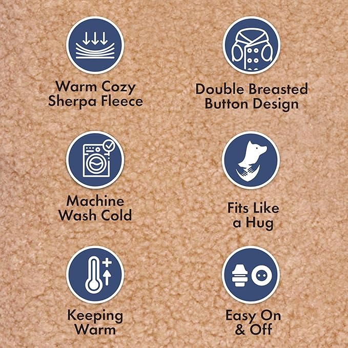 Spark Paws Teddy Dog Sweater, Sherpa Vest with Warm Fleece Lining, Winter Coat Suitable for Small Medium Large XL XXL Breeds - Brown - 2XL