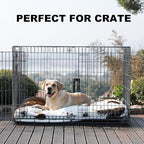 Bedfolks Waterproof Crate Bed, Plush Washable Cover, Faux Fur Pad for XXL Dogs, Fluffy Kennel Bed 47"x29", Cow Print