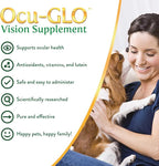 Ocu-GLO Cat & Dog Senior Supplement for Eye Support - Chewable Vision Vitamins Supplements for Large and Small Pets Care with Lutein, Omega-3 Fatty Acids, Grape Seed Extract & Antioxidants