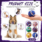 Civaner 18 Pcs Halloween Dog Toys Bulk, 2.5 Inch Squeaky Tennis Balls for Small Medium Large Dogs Pets Puppy Chew Teething Toy Interactive Training Gifts Xmas Stocking Stuffers