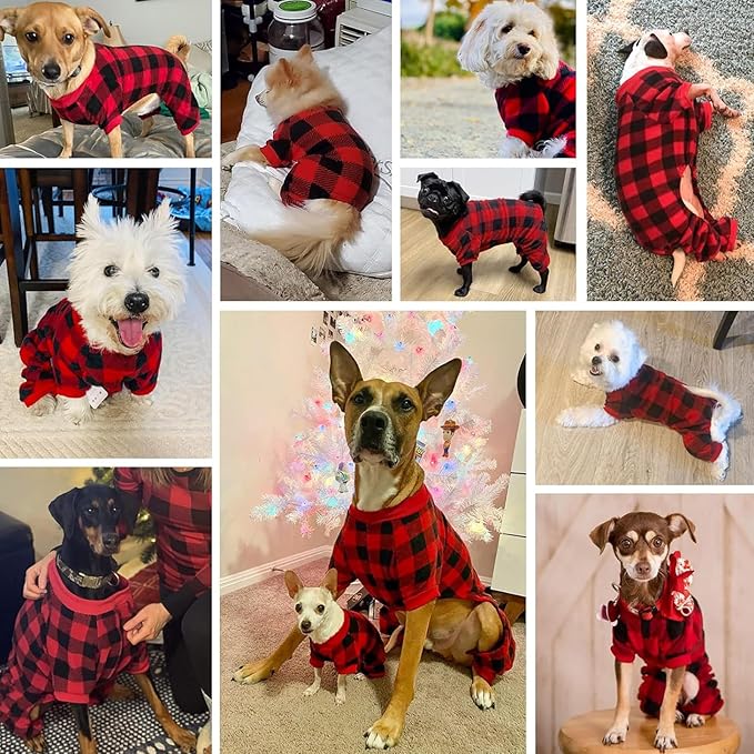 SCENEREAL Dog Pajamas for Small to Large Dogs Soft Pet Sweater Clothes Warm Puppy Onesie Outfits for Doggie Winter Christmas - Dog Jammies Pjs