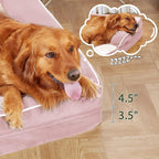 Orthopedic Dog Beds for Extra Large Dogs, Waterproof Egg Crate Foam XL Dog Bed with Sides 45 * 35Inch, Big Dogs Couch Beds with Removable Washable Cover and Nonskid Bottom, Pink