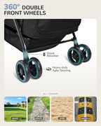 Dog Stroller for Large & Medium Dogs (20–132 lbs), Pet Stroller for 2 Small Dogs, Extra Large Heavy Duty, Foldable & Ventilated