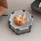 Tresbro Elevated Cat Hammock Bed, Hexagon Raised Cat Swing Bed for Indoor and Outdoor Use with Breathable Fabric & Anti-Slip Block, 23.6'' x 10.6'' x 12'' Pet Chair for Large to Small Kitty Cot