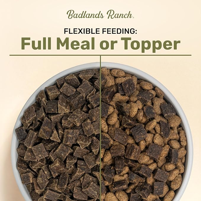 BADLANDS RANCH - Superfood Complete, Air-Dried Adult Dog Food - High Protein, Zero Fillers, Superfood Nutrition by Katherine Heigl (24 oz, Beef & Bison Formula)