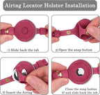 OOPSDOGGY Reflective Leather AirTag Cat Collar with Bell - Non Breakaway Adjustable Pet Collar with Apple Air Tag Holder - Lightweight GPS Kitten Collars for Small Dogs Puppy (Fuchsia)