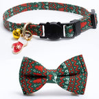 2 Pack Cotton Christmas Cats Collar with Bow Tie Red Green Cat Collars for Girl Female Boy Male Cat Collar with Bell Elk Cute Gloves Charms