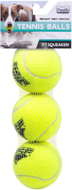 Franklin Pet Supply Co. Squeaky Dog Tennis Balls - Ready Set Fetch Dog Toy Tennis Balls with Squeaker - Perfect Pet Toy Fetch Ball for Small, Medium + Large Dogs - 3 Pack