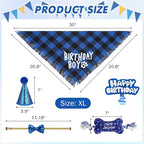 SCENEREAL Dog Birthday Party Supplies, Dog Birthday Bandana Hat Toy Bow Tie Collar Set with Birthday Numbers, Pet Birthday Scarf Accessories Outfit Decorations for Boy Girl Large XL Dogs