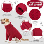 Queenmore Dog Sweater, Puppy Sweater for Small Dogs,Warm Winter Fall Dog Sweaters for Dog Girls Boys, Solid Turtleneck Knit Sweater for Large Medium Dogs,Long Sleeves Christmas Dog Sweater Red,XL