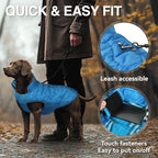 VIVAGLORY Softjoy Dog Coat, Dog Jacket for Winter & Christmas, Coat with Harness Hole & Velcro Closure, Reversible Plaid Checkered Warm Fluffy Heavy Duty for Puppy, S, Blue