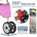 FDW Pet Stroller Foldable Dog Stroller 3-Wheel Durable Cat Jogger Stroller for Small and Medium Dogs Cats with Washable Liner Storage Basket Cup Holder,Pink