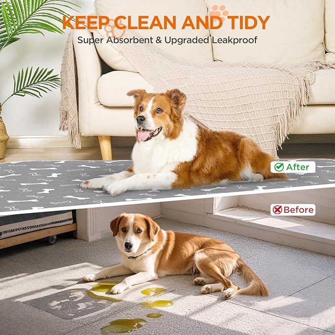 Washable Pee Pads for Dogs, Large 2 Pack 36”x48” Dog Pee Pads Washable, Waterproof Puppy Pads Mat Reusable Fast Absorbent Dog Potty Training Pads, Whelping Pads for Playpen Crate