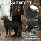VIVAGLORY Softjoy Dog Coat, Dog Jacket for Winter & Christmas, Coat with Harness Hole & Velcro Closure, Reversible Plaid Checkered Warm Fluffy Heavy Duty for Puppy, XS, Green