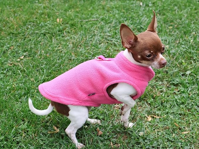 JACKO & CO - Fleece Vest Dog Sweater with Leash Ring - Soft, Warm & Lightweight Pullover Coat for Small & Medium Dogs, Puppies & Cats - Cozy Fall/Winter/Spring Pet Jacket (Pink, XX-Large 25-35lbs)
