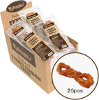 AFreschi Turkey Tendons for Dogs, USA-Sourced, Healthy Dog Treats, Rawhide-Free Puppy Chews, Long Lasting, All Natural, Hypoallergenic Dog Treats for Medium Breeds, 20 Count Box Rope (M)