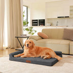 Orthopedic Dog Beds Large Sized Dog, Memory Foam Pet Bed for Medium and Large Dogs, Removable and Washable Microsuede Cover, TPU Waterproof Liner, Nonskid Bottom, 44x32x6 Inches, Dark Grey