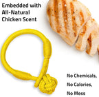 Playology Dog Toys | Puppy Toy Tough Tug Knot for Tug of War Designed for Young & Active Dogs | Medium Chicken Scented Toy Made from Non Toxic Materials