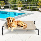 Veehoo Original Elevated Dog Cot Bed - Outdoor Raised Dog Bed, One-Sided Raised Headboard Cooling Pet Sleeping Training Cot, Non-Slip & Breathable, XL