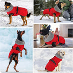 Dog Coat, Waterproof Dog Winter Jacket with Adjustable Buckle, Reflective Turtleneck Pet Snow Vest Warm Fleece Sweater for Small Medium Large Dogs - Red, L