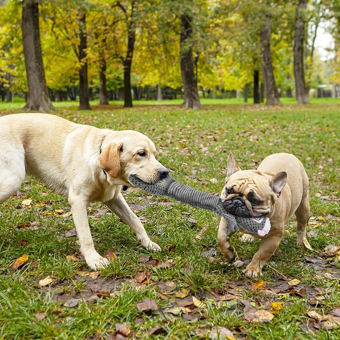 Dog Interactive Squeaky Toy for Chewers - Tug-of-War Sheep Plush with Durable Squeaker, Puppy Training & Anxiety Relief, Long-Lasting Chew Toy for Medium/Large Dogs