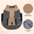 Workwear Style Dog Coats with Harness Built in for Small Dogs Windproof Warm Puppy Jacket with Storage Pockets for Cold Winter,LightBeige M