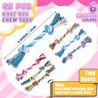 Syhood 48 Pcs Dog Toys Bulk Chew Ropes Dental Cotton Teething 2 Knot Tug of War Toy for Aggressive Chewers Small and Medium Dogs Puppies