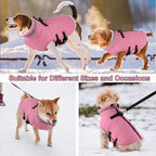 Dogcheer Dog Coat with Harness, Waterproof Dog Jacket Adjustable Winter Coat with Zipper, Christmas Puppy Snow Jacket Fleece Sweater for Small Medium Large Dogs - Light Pink L