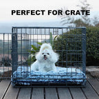 Bedfolks Plush Dog Crate Bed, Washable Cover, Faux Fur Pad, 21"x13", Dark Blue