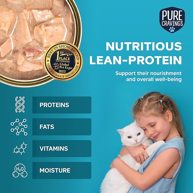Pure Cravings Wet Cat Food Canned Sardines Cutlets in Gravy, Every Catch is Mercury-Tested, Moist Can Fish for Cats, Grain-Free, Protein, Non-GMO, Pack of 12