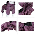 LOVELONGLONG Waterproof Dog Raincoat with Removable Hood – Outdoor Full Body Dog Jacket, Windproof Snowproof Shell Suit – All Season Pet Rain Gear Plum Purple S