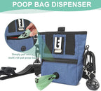 Dog Treat Pouch Magnetic Closure with Training Clicker，Hands-Free Design to Prevent Spills，Built in Poop Bag Dispenser，3 Ways To Wear，Metal Clip Waist Belt and Fanny Pack for Pet Walking（Blue）