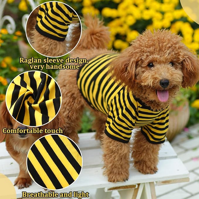 Geyoga 6 Pieces Dog Striped T-Shirt Cotton Breathable Pet Apparel Colorful Puppy Sweatshirt Clothes for Small to Medium Dogs Puppy(Dark Color,S)