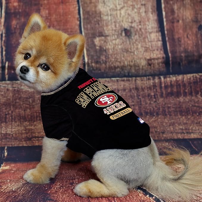 NFL San Francisco 49ers Dog T-shirt Medium. - Licensed Shirt for Pets Team Colored with Team Logos- Premium Stretchable Materials for the comfort of your Dog & Cat