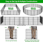 Square Steel Pipe Dog Fence Outdoor 24 Piece Panels 47" Height Anti-Rust Heavy Duty Dog Playpen with Doors Portable for Yard RV Camping, Total 54FT, 227 Sq.ft, Snowy Black