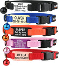 GoTags Cat Collars with Personalized Tag, Breakaway Collar with Safety Buckle Matching Bell, Engraved Custom with Name and Phone, Adjustable for Cats and Kitten, (Red with Nameplate)