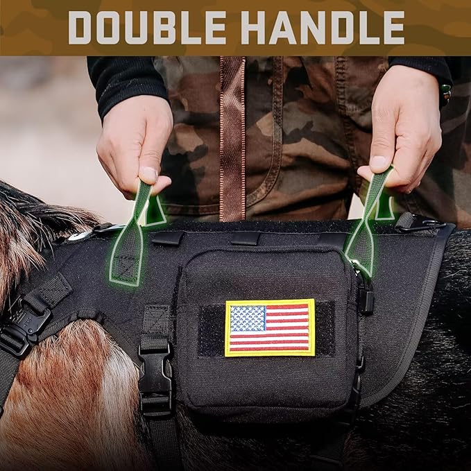 Forestpaw Dog Harness Medium Sized,Tactical Dog Harness with Handle,No Pull Military Style Service Dog Vest with Pockets Adjustable for Medium Dogs,Black,Chest 21.5-45"