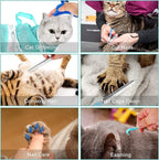 JULMELON Cat Washing Bag 10 PCS Set, Adjustable Cat Shower Net Bag and Pet Grooming Brush with Nail Clipper Nail File Hair Combs Tick Tool Nail Caps for Bathing Nail Trimming Examination（Grey+Green）